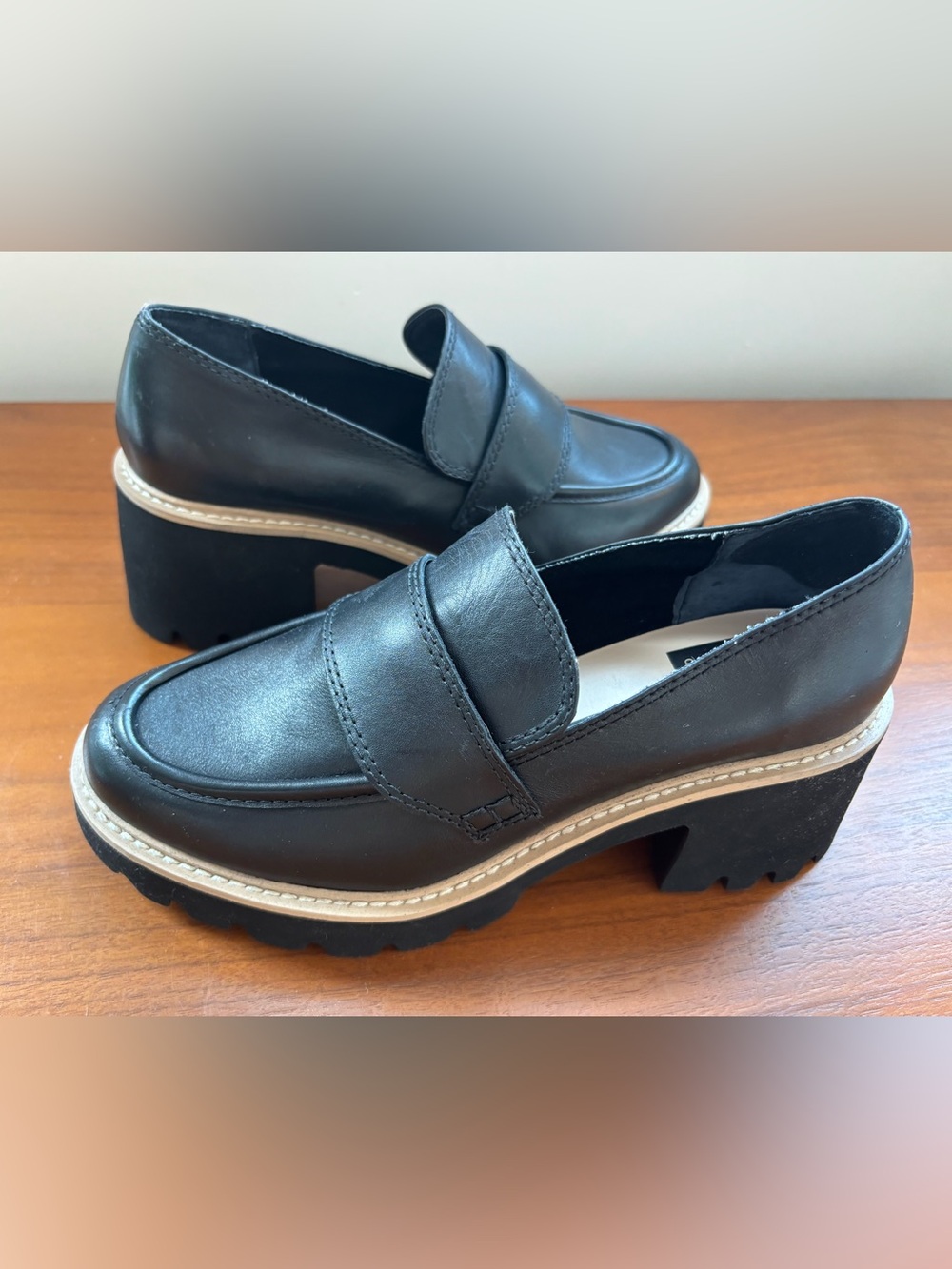 Dolce Vita Halona Chunky Penny Loafers Onyx Leather Size 6
